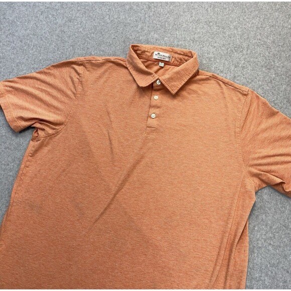Peter Millar Polo Crown Soft Mens XL Cotton Silk Shirt Salmon Orange Golf READ - Picture 1 of 9
